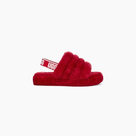 UGG Fluff Yeah Red Slides for Kids (NGRW16759)